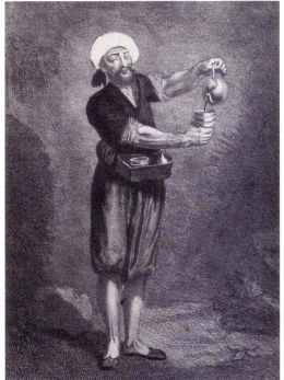 Le marchand de café à Constantinople, gravure XIX<sup>e<\/sup> siècle.