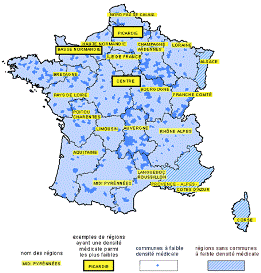 Carte de la démographie médicale en France