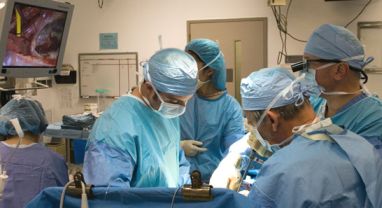 Réparation de la valvule mitrale avec les professeurs David Adams et Alain Carpentier, au Mount Sinai Hospital à New-York