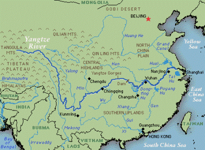 Le fleuve Yangzi en Chine est le troisième plus grand fleuve au monde