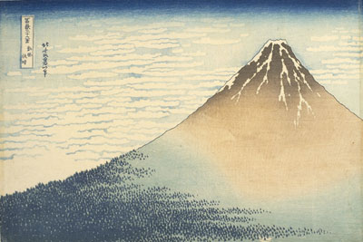 Trente-six vues du Mont Fuji ( Fugaku sanjûrokkei) Vent frais par matin clair ( Gaifû kaisei), 1830-32, Impression polychrome (nishiki-e), format ôban