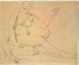 Ingres, Apothéose d’Homère, 1827 Odyssée nue se retournant, avec reprise du bras droit