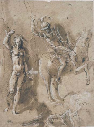 Biagio Pupini, dit Biagio dalle Lame (Bologne, documenté de 1511 à 1551), Roger délivrant Angélique ou Persée délivrant Andromède