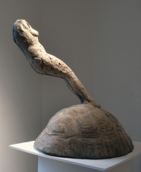Sculpture d’Agnès Bracquemenond, Figure sans poids grande, 2008, bronze, fonte Clementi, Meudon, 78x59x62 cm
