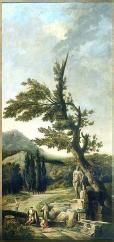 Hubert ROBERT (1733-1808), L’Hercule Farnèse 1790 Huile sur toile 281 x 132 cm PPP00109