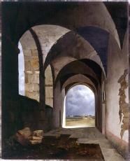 François-Marius GRANET (1775-1849) Effet de lumière dans les ruines ; vers 1820 Huile sur toile 41 x 23,7 cm