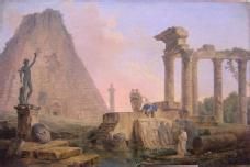 Hubert ROBERT (1733-1808) Ruines romaines 1776 Huile sur toile 49 x 74 cm