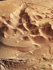 Delta d’une rivière martienne dans Nepenthes Mensae, photographiée par Mars Express