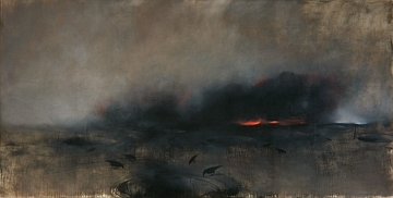 "Feu 2001", Huile sur toile de Vladimir Vélickovic, 250\/500 cm