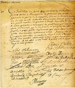 Pierre Corneille (1606-1684), document cosigné avec huit autres académiciens daté du 12 février 1663