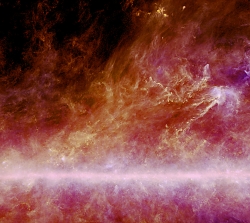 Observation dans l’infrarouge par le satellite Planck des nuages de gaz et de poussières les plus froids dans un périmètre de 500 années-lumière autour du Soleil.