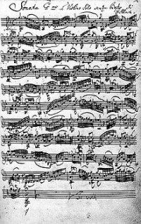 Sonate pour violon No. 1, Sol mineur (BWV 1001) de  Bach, manuscrit autographe