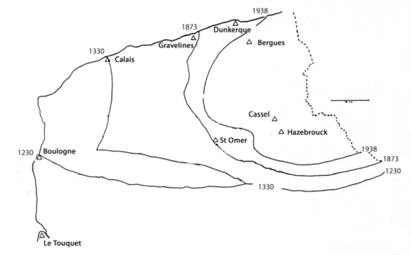 Carte du recul du Flamand