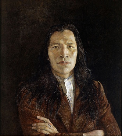 One of major works of Andrew Wyeth, Nogeeshik, 1972, détrempe à l’œuf sur panneau. Collection privée © Mona Bismarck American Center