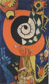 Jean Bertholle, "La spirale ou le jugement dernier", 1939, huile sur bois, 98,5 X 59,8 cm, Musée des Beaux-arts de Lyon