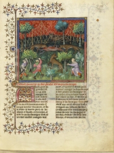 Manuscrit 616 de la BNF, Livre de la chasse, "chasse au loup"  de Gaston Fébus