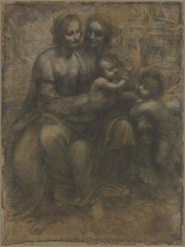 Sainte Anne, la Vierge et l’Enfant Jésus bénissant saint Jean Baptiste. Vers 1500.