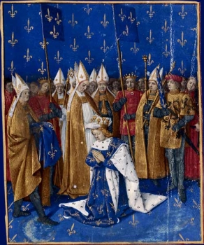 Les oncles font couronner rapidement Charles VI de manière à prendre le pouvoir au détriment des conseillers de Charles V Les Grandes Chroniques de France par Fouquet vers 1455-1460